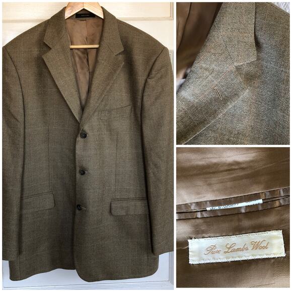 Vintage 90s Lord West Lambswool Sport Coat 42R Brown Tweed Blazer Made in Israel - Picture 1 of 13